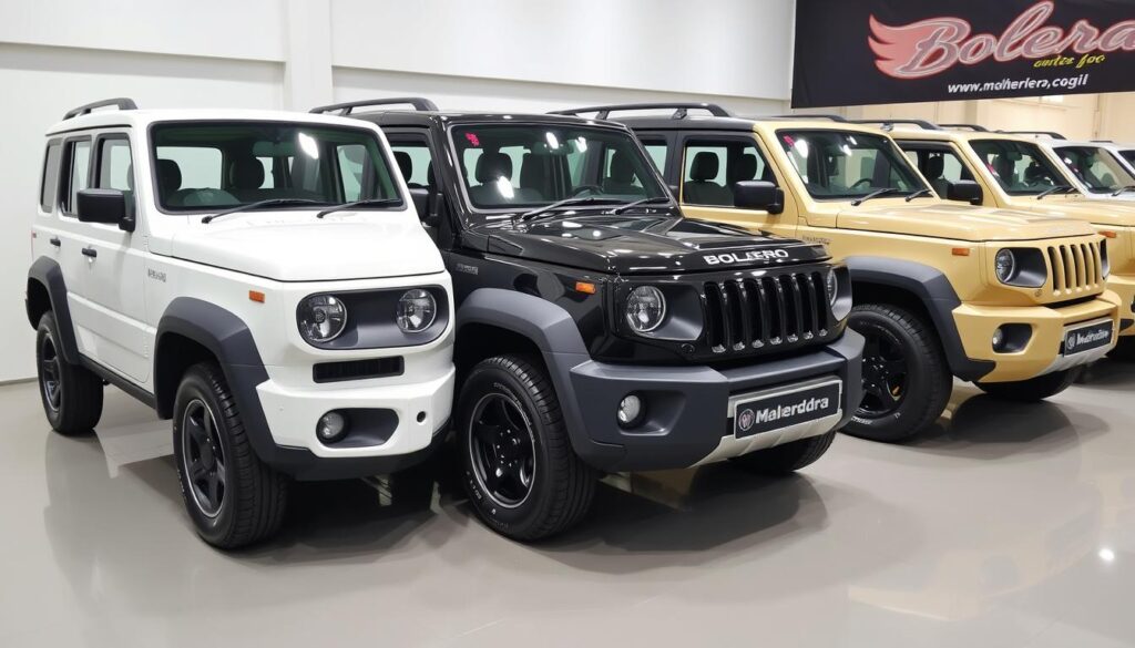 Mahindra Bolero Neo in different color options showing variant differences Mahindra Bolero Neo in different color options showing variant differences